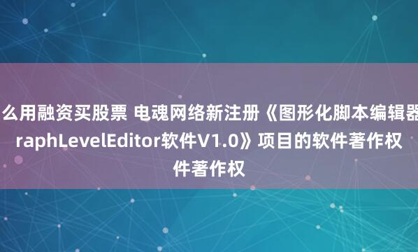 怎么用融资买股票 电魂网络新注册《图形化脚本编辑器GraphLevelEditor软件V1.0》项目的软件著作权